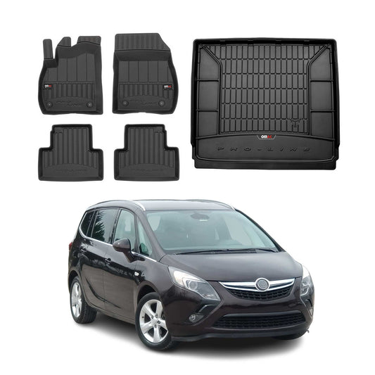 OMAC Fußmatten & Kofferraumwanne Set für Opel Zafira C Tourer 2012-2019 Gummi 5x