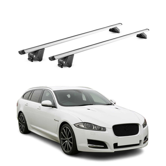 Dachträger Grundtäger für Jaguar XF Kombi 2012-2016 100kg Alu Silber 2tlg ABE