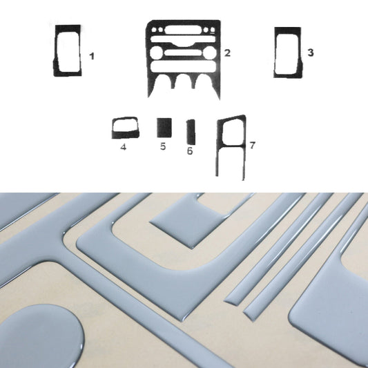 Ornamente interioare cockpit pentru Honda City 2006-2016, aspect aluminiu, 7 piese