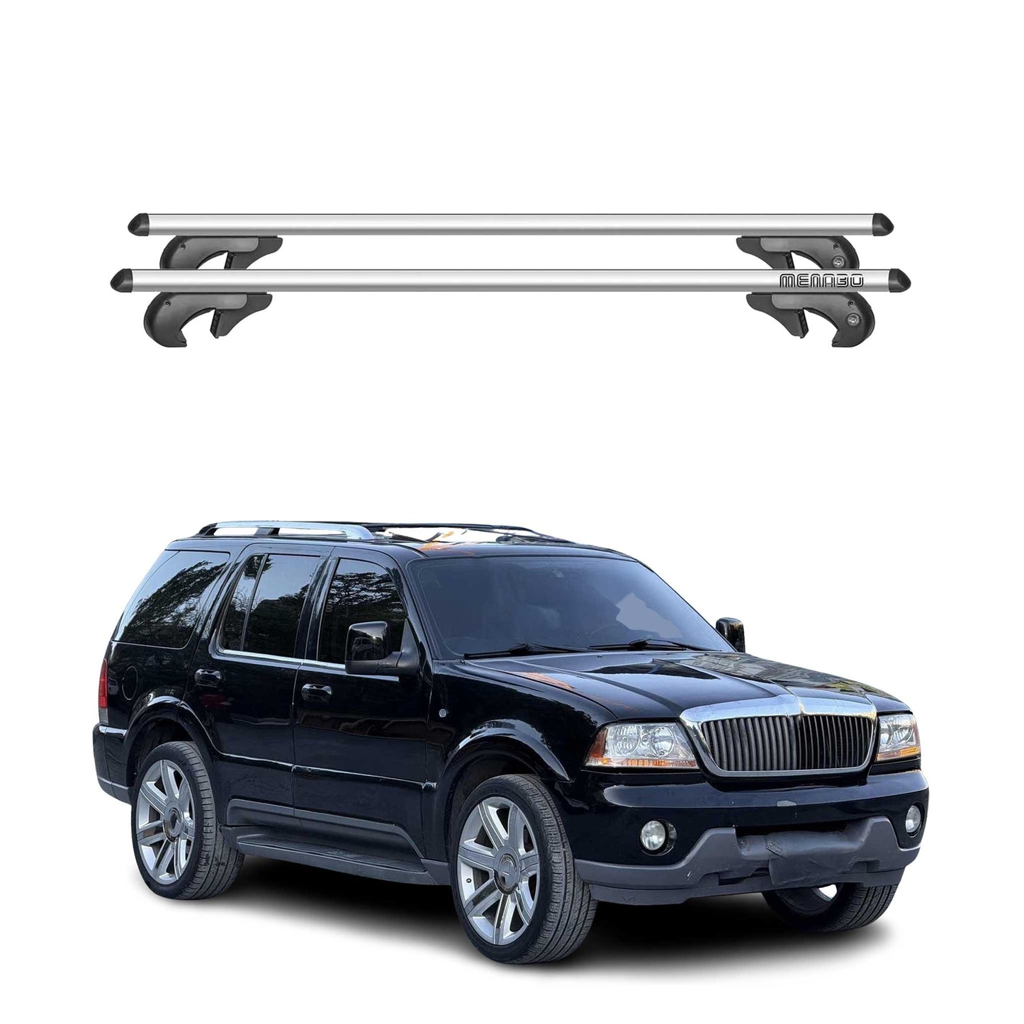 Menabo Dachträger Grundtäger für Lincoln Aviator 2003-2005 90kg Alu Silber 2 tlg