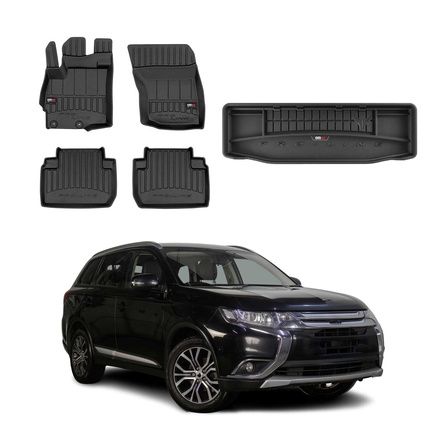 OMAC Fußmatten & Kofferraumwanne für Mitsubishi Outlander 2012-2015 ohne 3Reihe