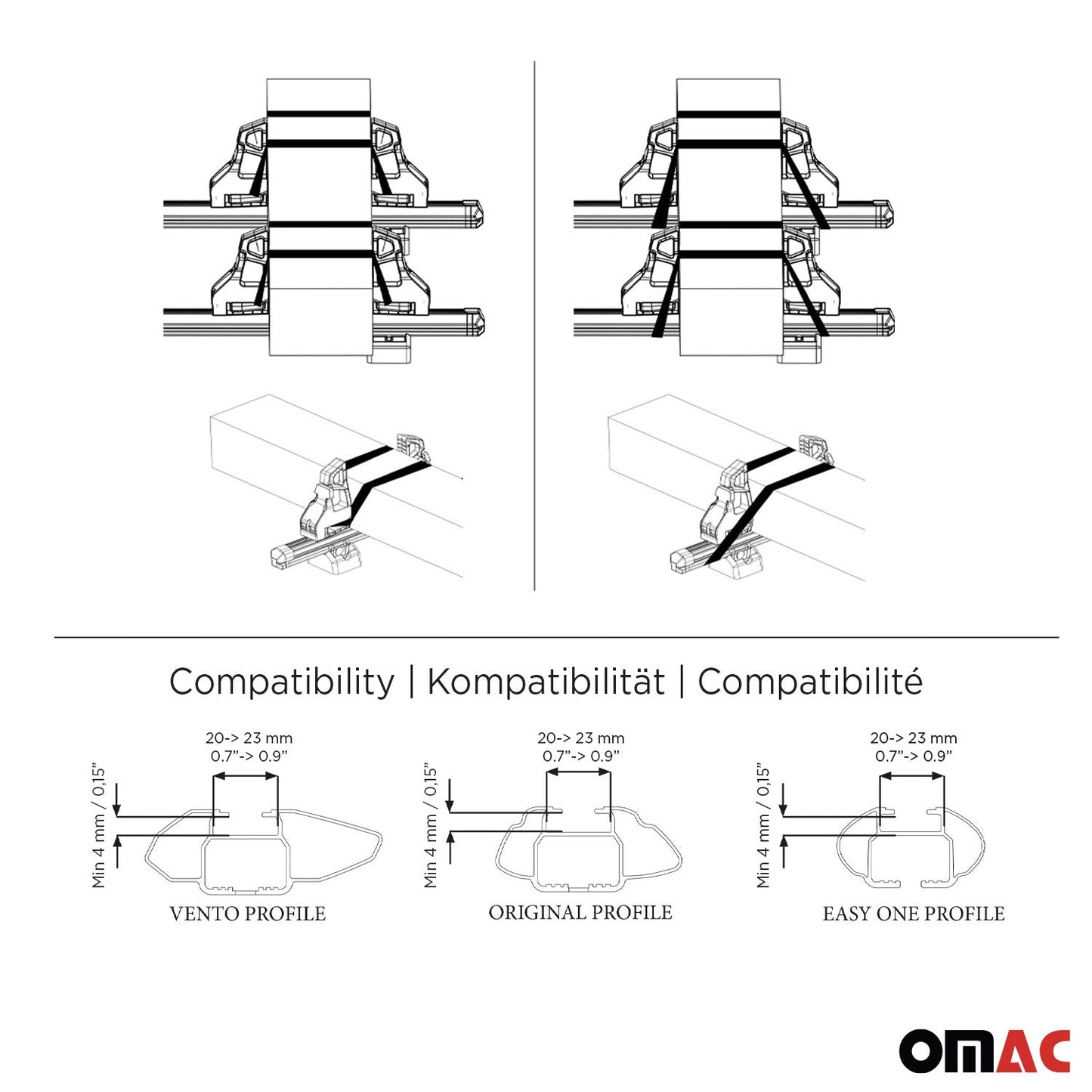 Ladungsbegrenzer Lastanschläge Load Stopper für Dachträger Einstellbar 4tlg