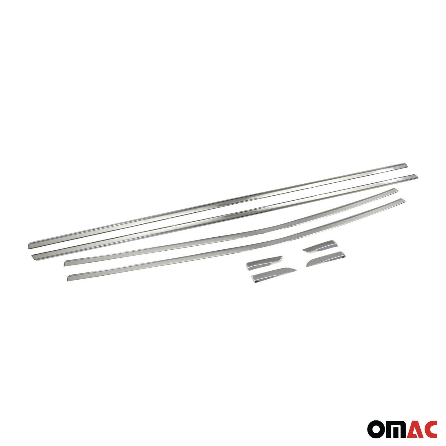 Benzi decorative pentru geamuri Renault Clio 2019-2025, oțel inoxidabil cromat, 8 bucăți