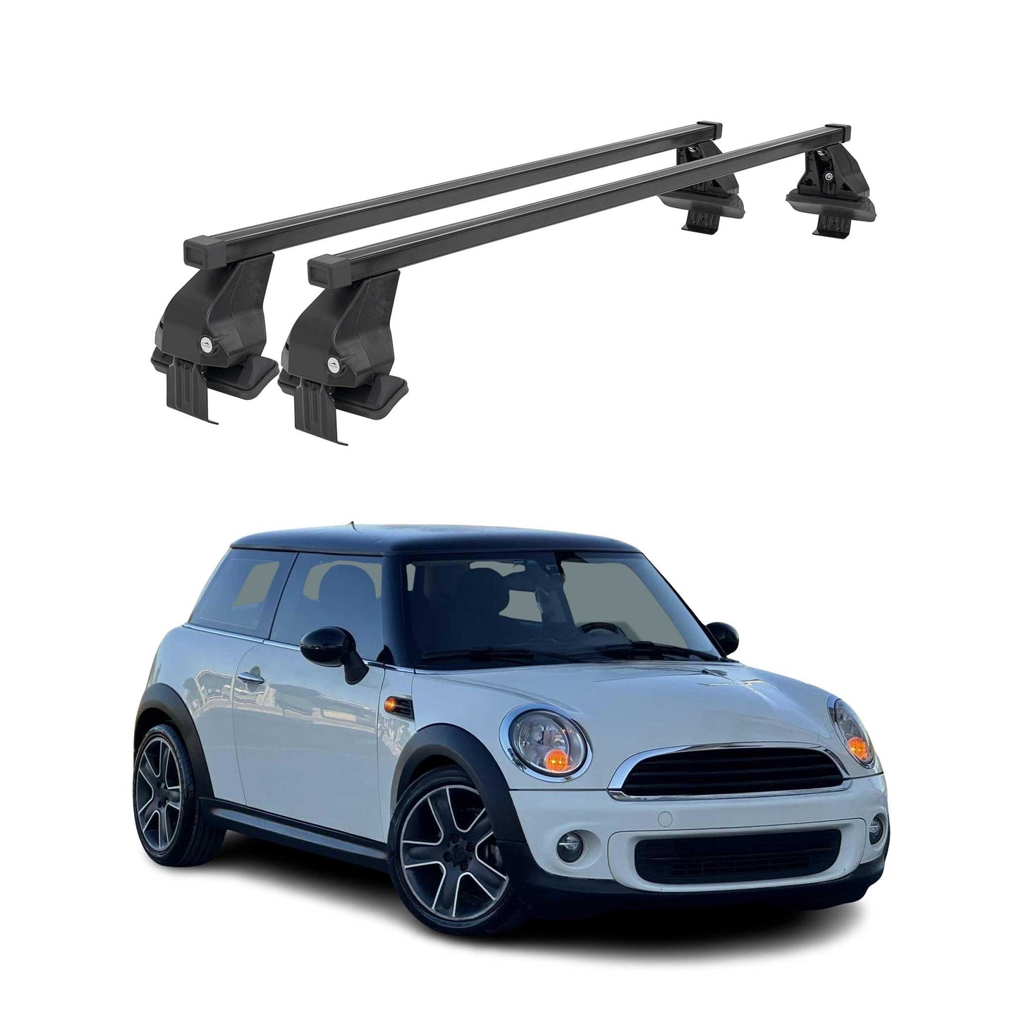 Menabo Dachträger für Mini One Cooper F55 2014-2018 Pre-FL 5-tür 50kg Schwarz 2x