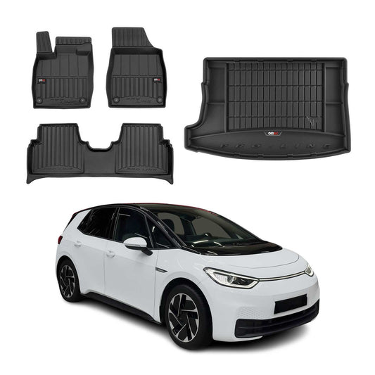 OMAC Fußmatten & Kofferraumwanne Set für VW ID.3 2019-2025 Gummi TPE Schwarz 4x