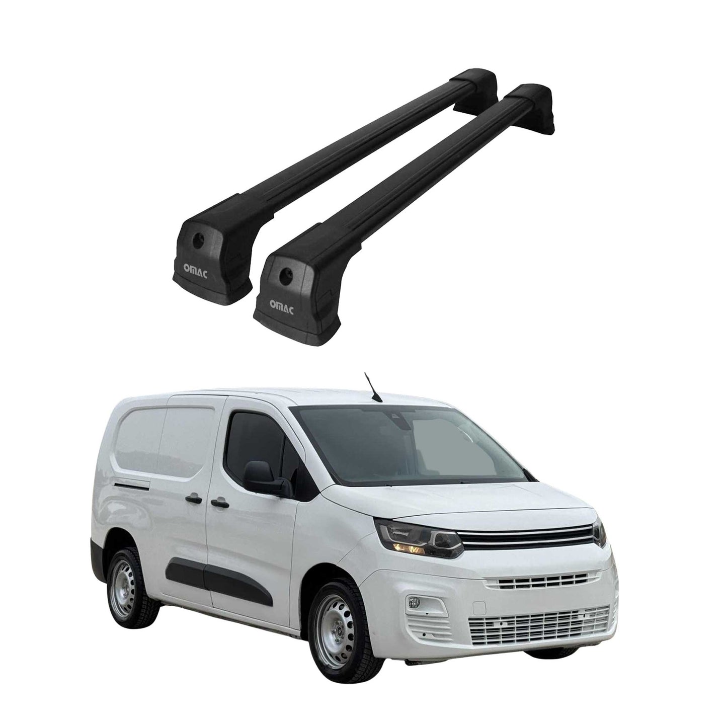 Portbagaj de plafon pentru Citroen Berlingo 2018-2025 75kg aluminiu negru 2x