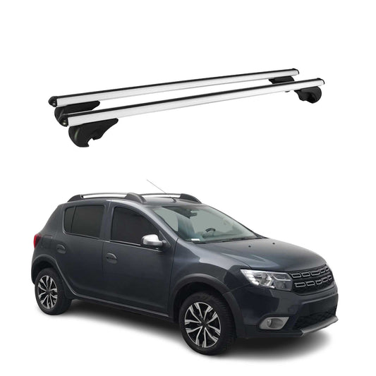 Portbagaj de plafon pentru Dacia Sandero Stepway 2012-2020 75kg aluminiu argintiu 2 piese