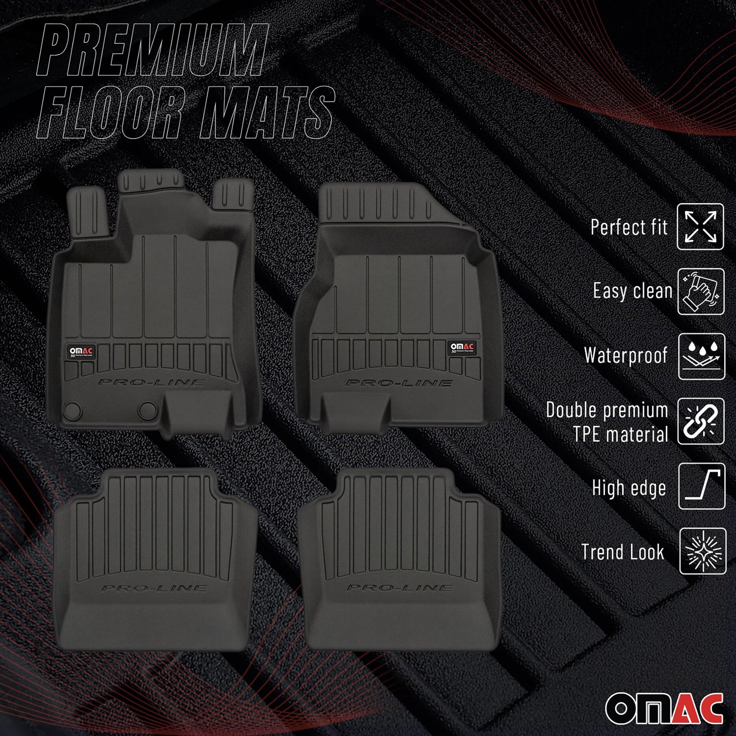 Covorașe auto TPE negre pentru Nissan Qashqai +2 J10 2008-2014, 4 buc.