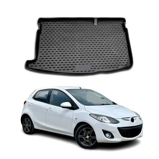 Kofferraummatte Kofferraumwanne für Mazda 2 2007-2014 Gummi TPE Schwarz