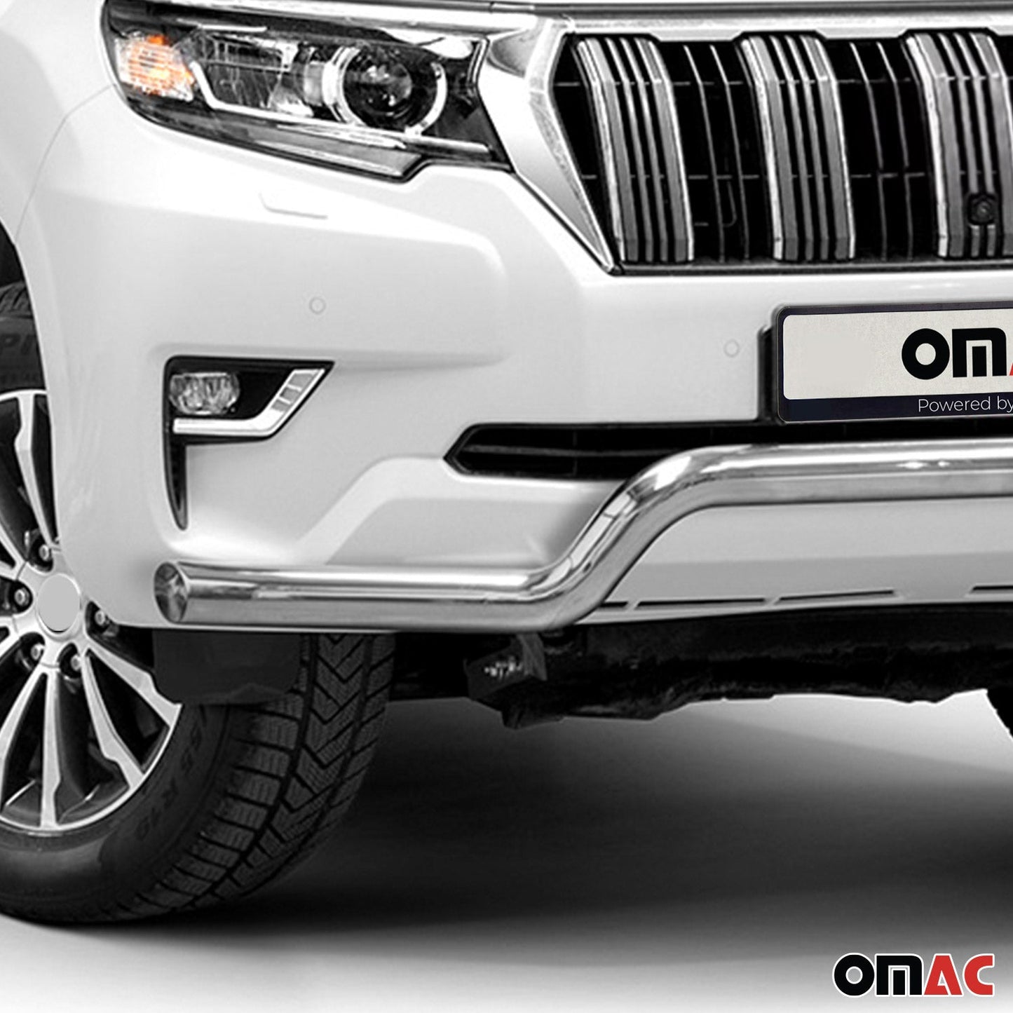 Bară de protecție/buton față pentru Toyota Land Cruiser 150 2017-2022, argintie, cu ABE (omologare de tip germană).