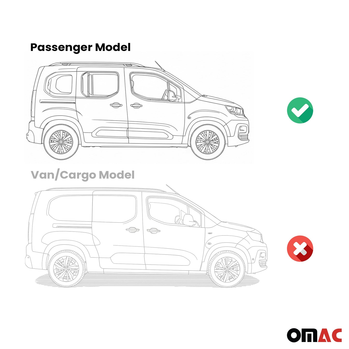 Trittbretter Seitenbretter für Peugeot Partner 2018-2025 Kombi L1 Kurzer Schwarz