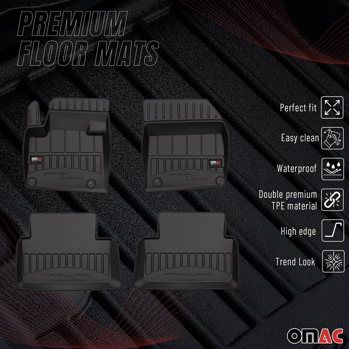 2008-2017 Citroen C5 Limo Break Fußmatten TPE Schwarz 4 tlg