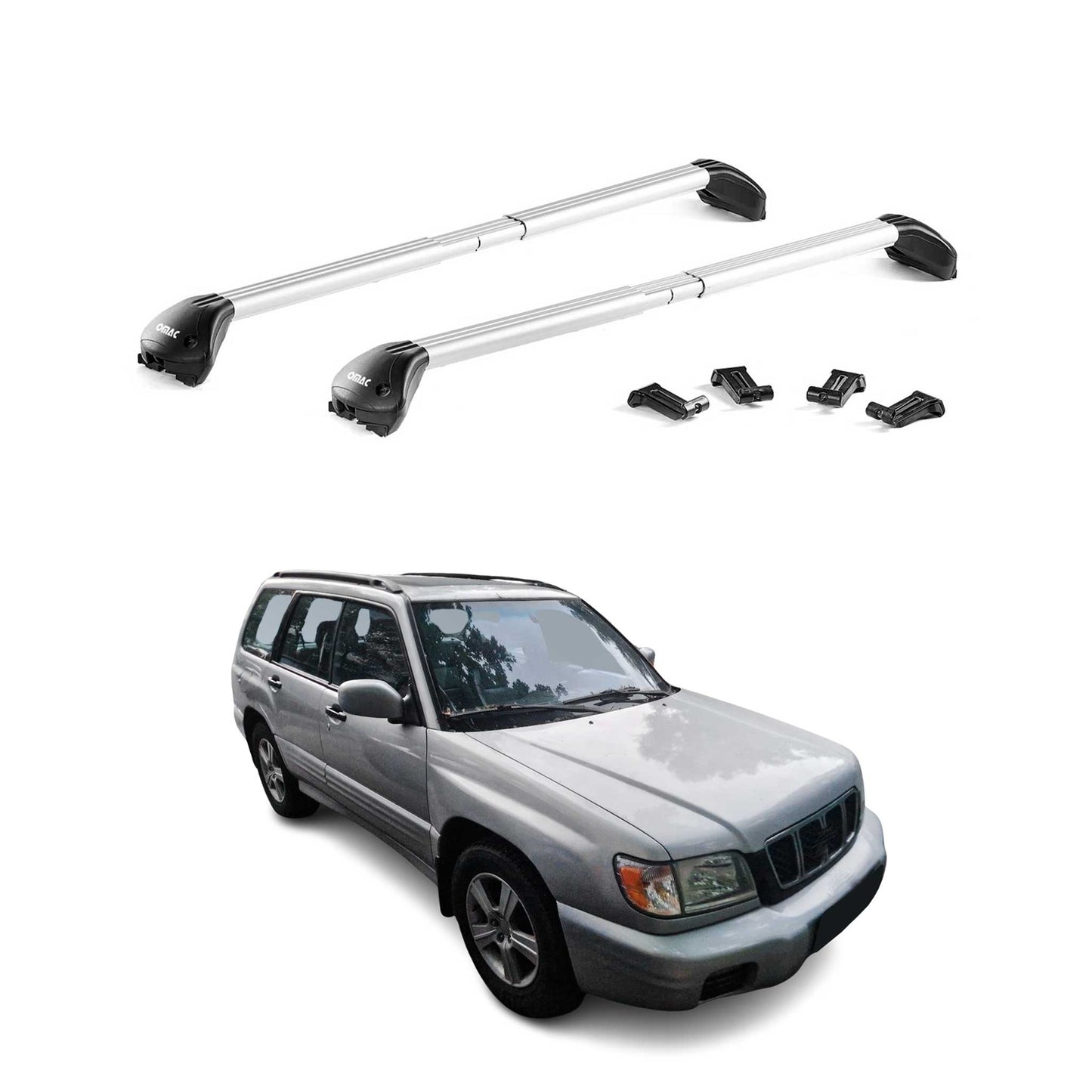 Dachträger Grundtäger für Subaru Forester mk1 1997-2002 100kg Alu Silber 2x ABE