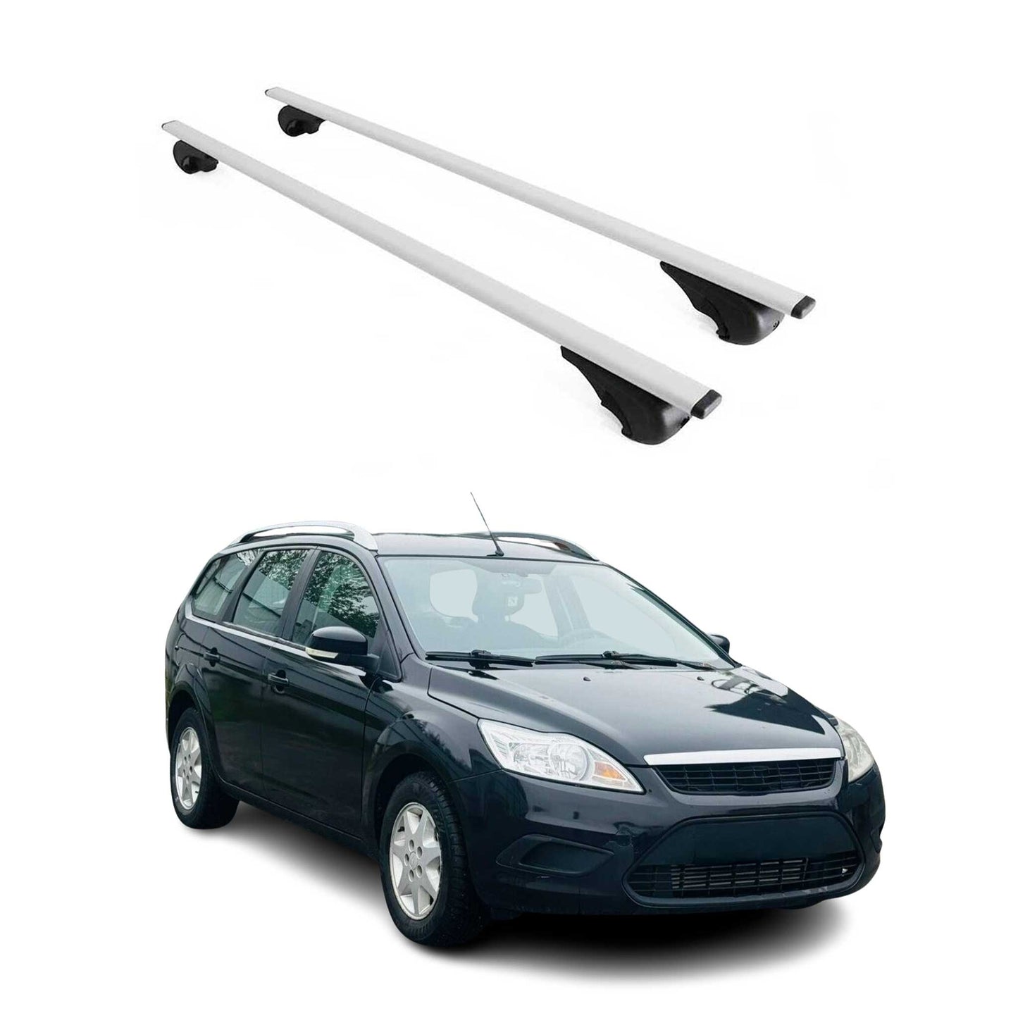 Dachträger Grundtäger für Ford Focus Turnier 2004-2011 75kg Metall Silber 2 tlg