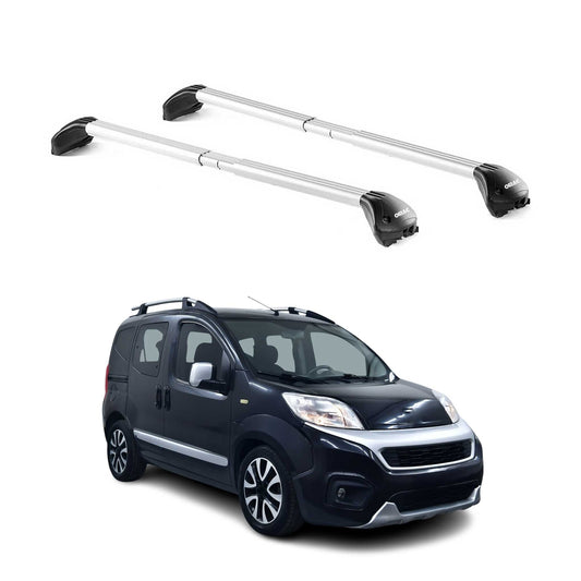 Portbagaj de plafon pentru Fiat Fiorino 2007-2016 100kg aluminiu argintiu 2 piese ABE
