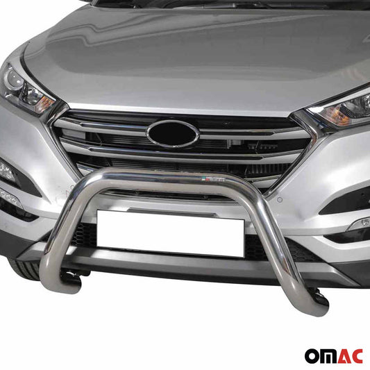 Bară de protecție/buton față pentru Hyundai Tucson 2015-2018, ø76mm, oțel, argintiu