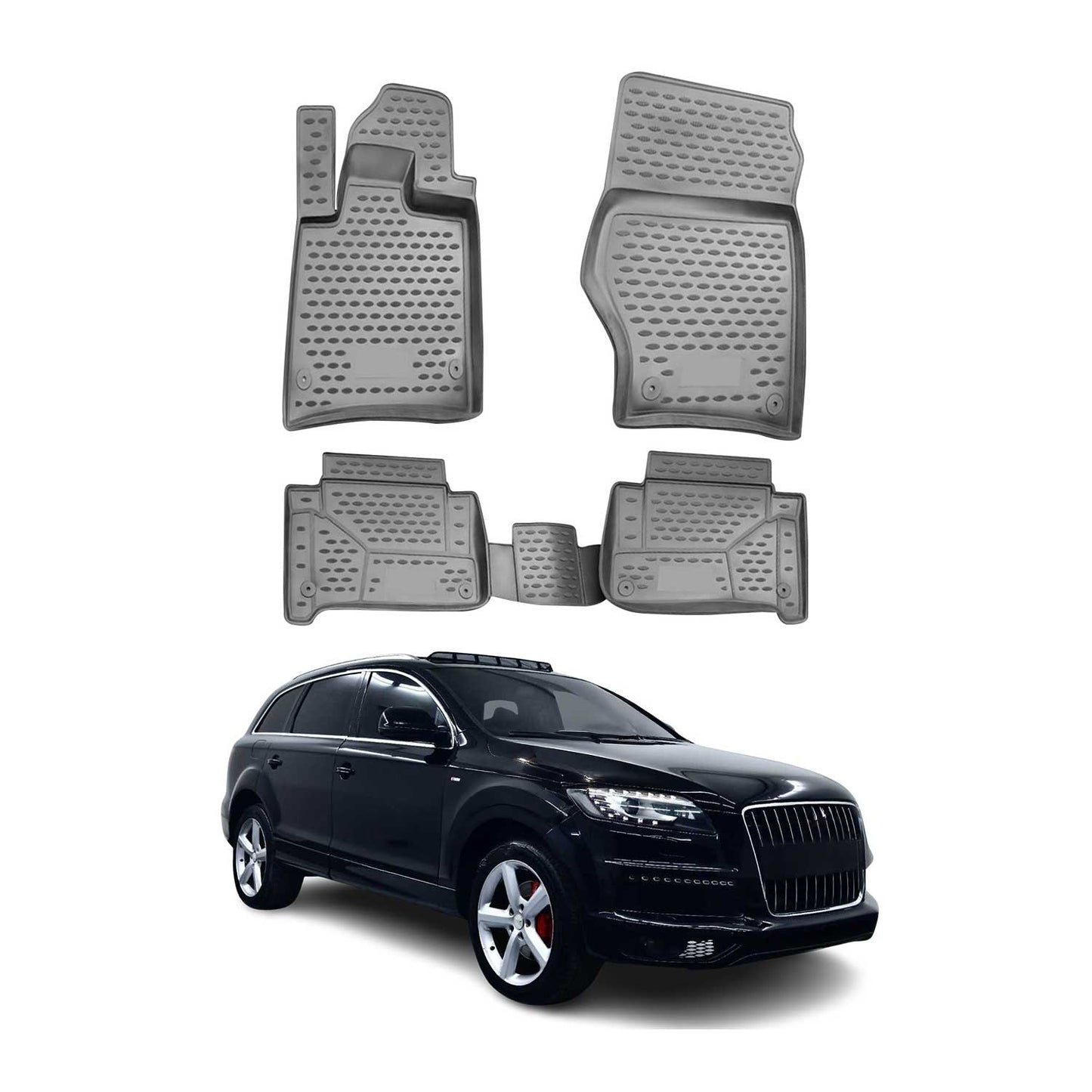 Covorașe auto TPE gri pentru Audi Q7 4LB 2006-2015, 4 buc.
