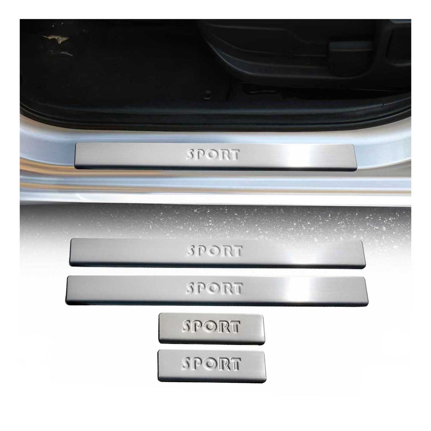 Ornamente prag uși pentru Ford Mondeo 2014-2024, oțel inoxidabil, argintiu, set 4 piese