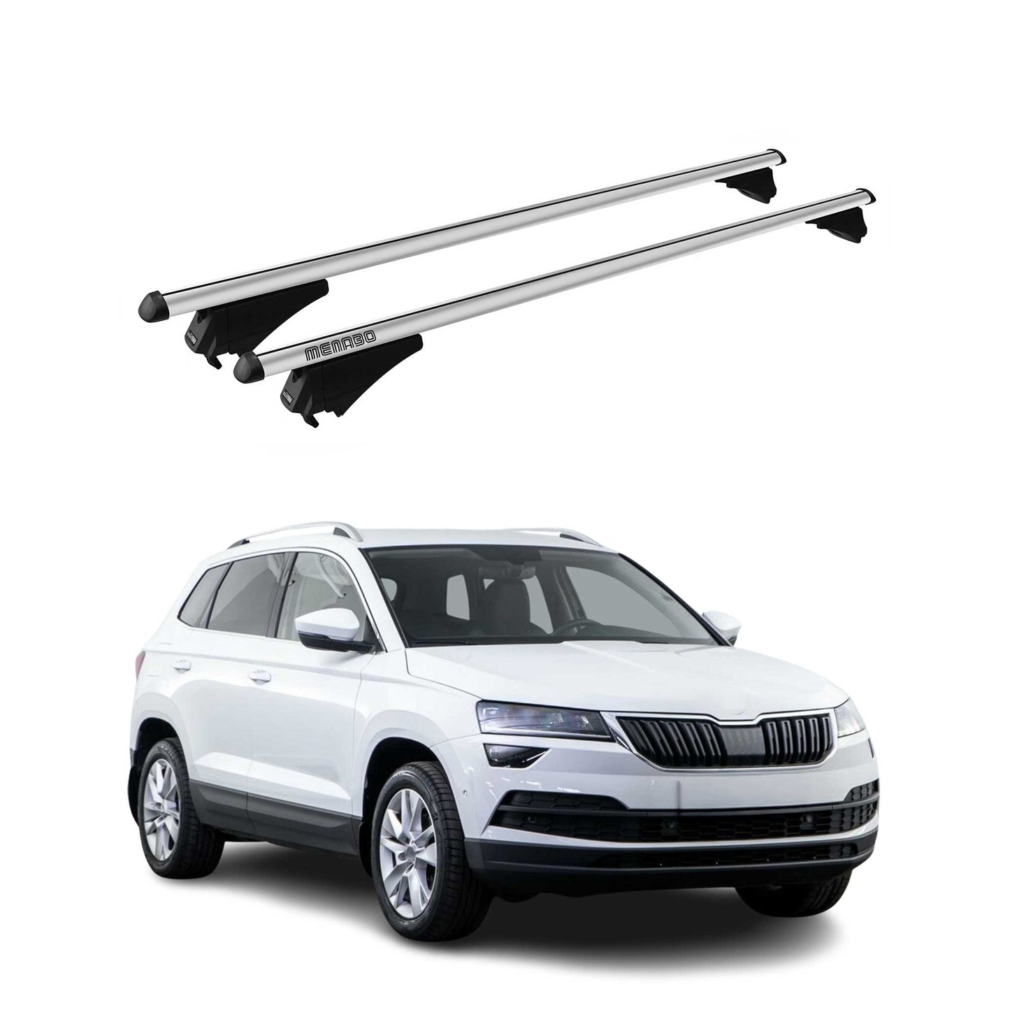 Menabo Dachträger Grundtäger für Skoda Karoq 2017-2025 75kg Alu Silber 2 tlg