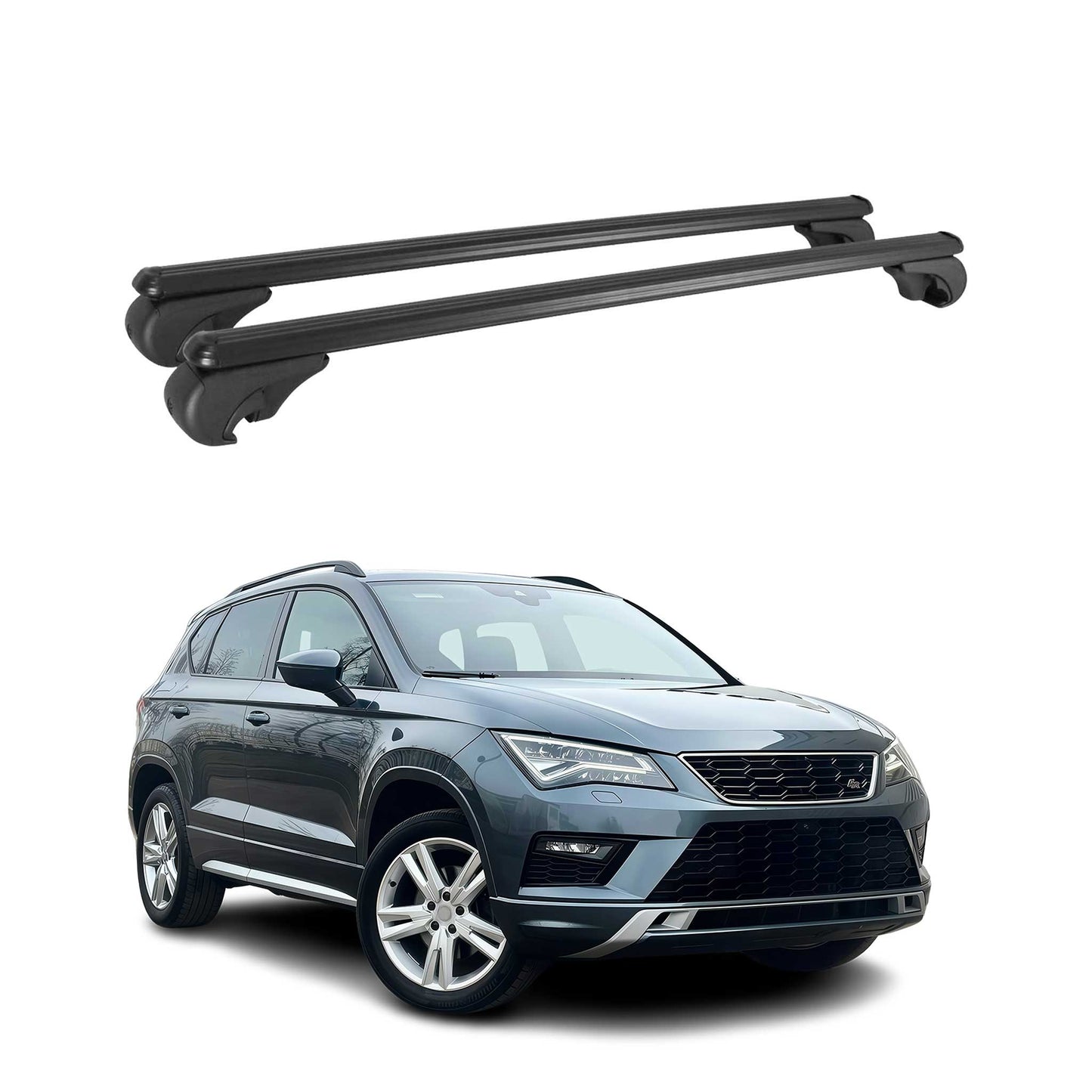 Portbagaj de plafon pentru Seat Ateca 2016-2020 Pre-FL 75kg aluminiu negru 2 buc