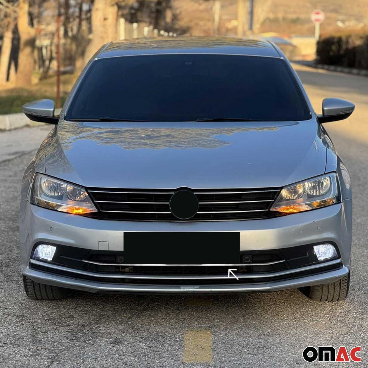 Benzi decorative grilă radiator pentru VW Jetta 2014-2018, oțel inoxidabil, argintiu, 1 bucată