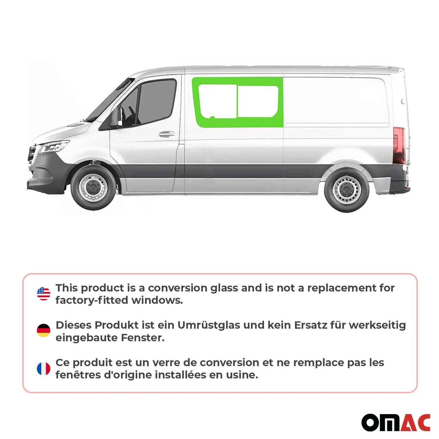 Schiebefenster für Mercedes Sprinter W907 2018-2025 Links Vorne Fenster L2 L3 L4