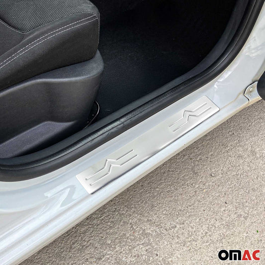 Ornamente prag uși pentru Citroen C4 2010-2018, oțel inoxidabil, argintiu, set 4 piese