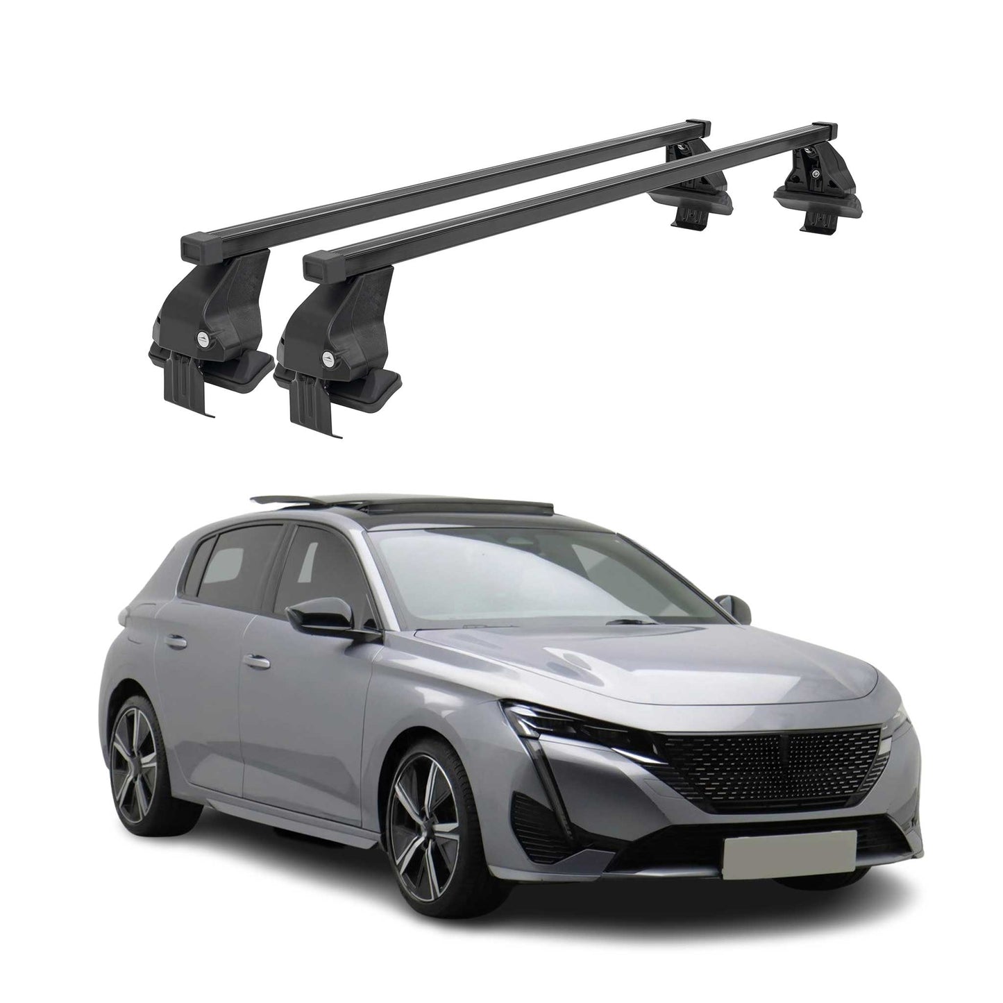 Menabo Dachträger Grundtäger für Peugeot 308 2021-2025 50kg Stahl Schwarz 2 tlg