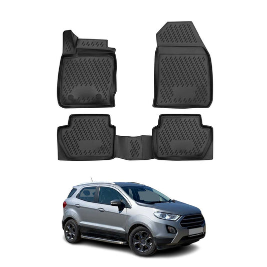 Set covorașe și tapițerie portbagaj pentru Ford Ecosport 2014-2017, cauciuc TPE, negru, 5x