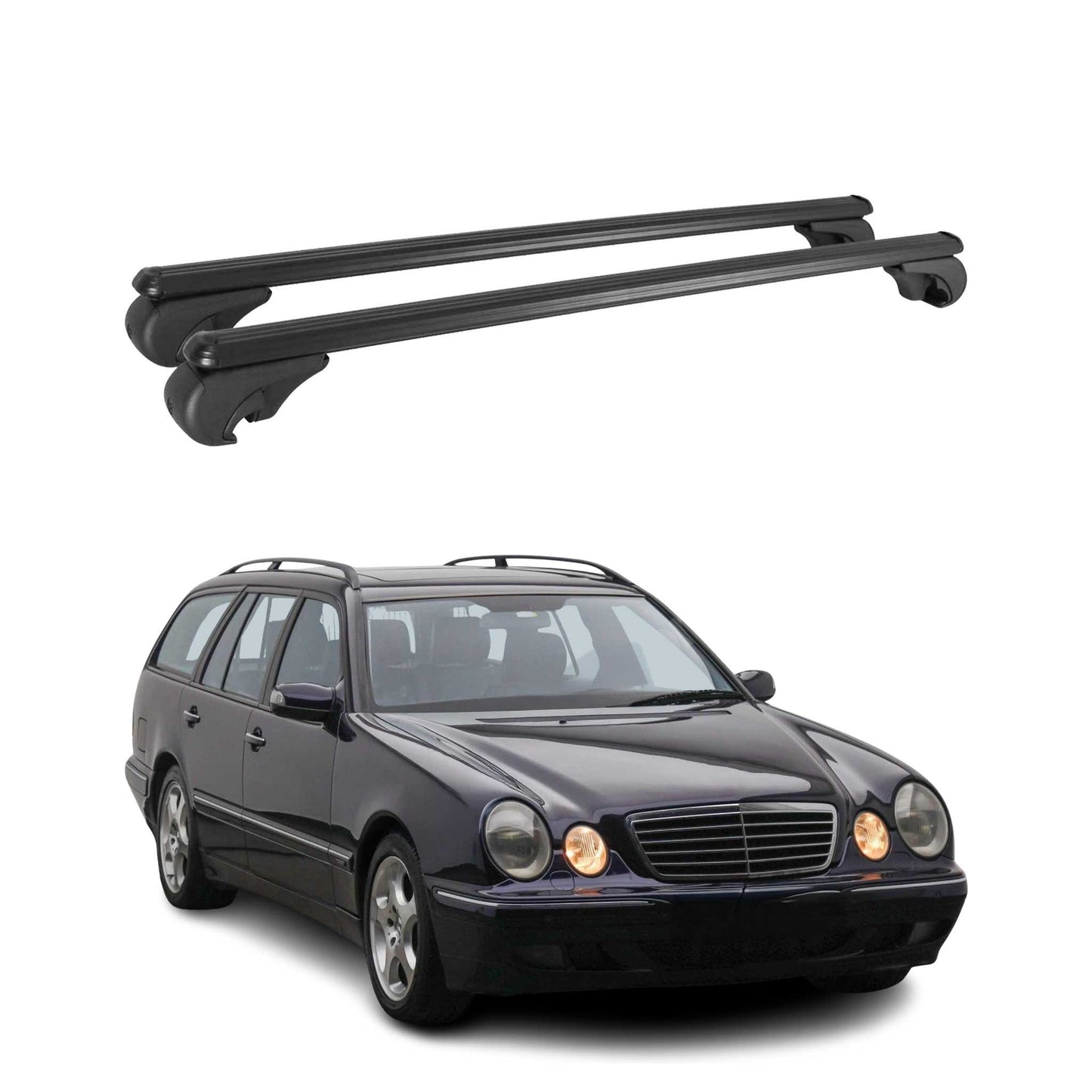 Dachträger für Mercedes E Klasse S210 1996-2003 Gepäckträger Alu Schwarz 2x