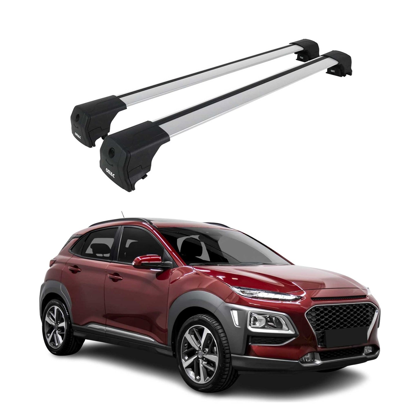 Portbagaj de plafon pentru Hyundai Kona 2017-2023 75kg aluminiu argintiu 2 buc