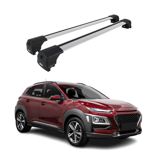 Portbagaj de plafon pentru Hyundai Kona 2017-2023 75kg aluminiu argintiu 2 buc