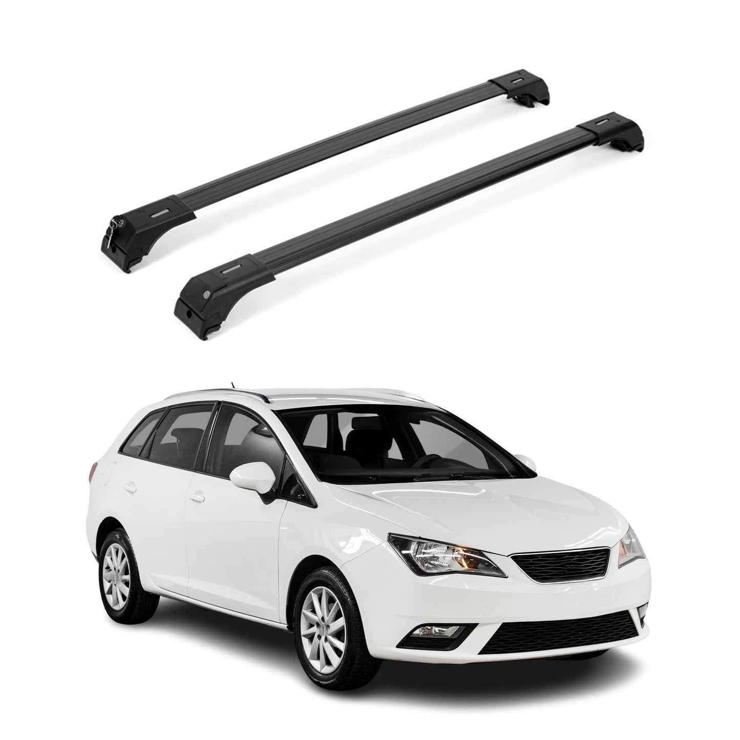 Aluminium Dachträger Gepäckträger für Seat Ibiza Kombi 2012-2017 Schwarz 2x