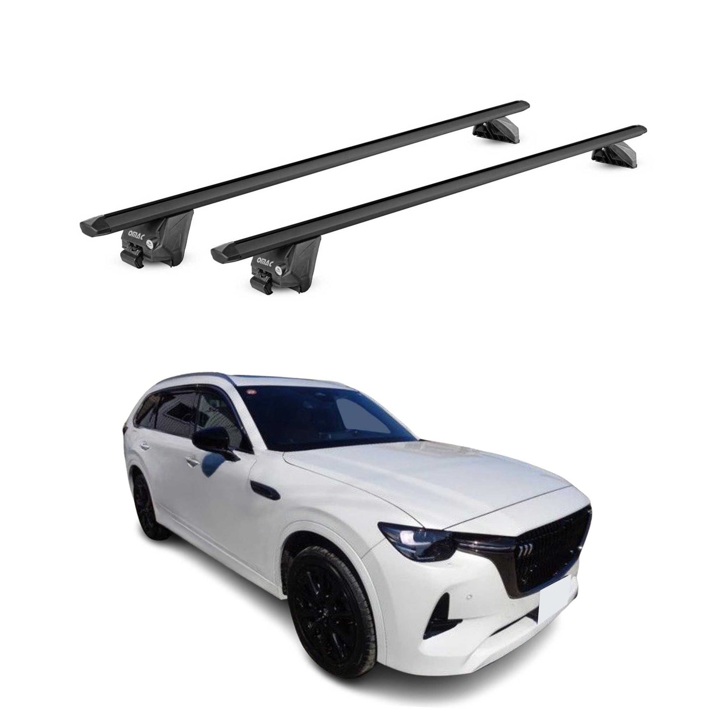 Portbagaj de plafon pentru Mazda CX-80 2024-2025 100kg aluminiu negru 2 piese ABE