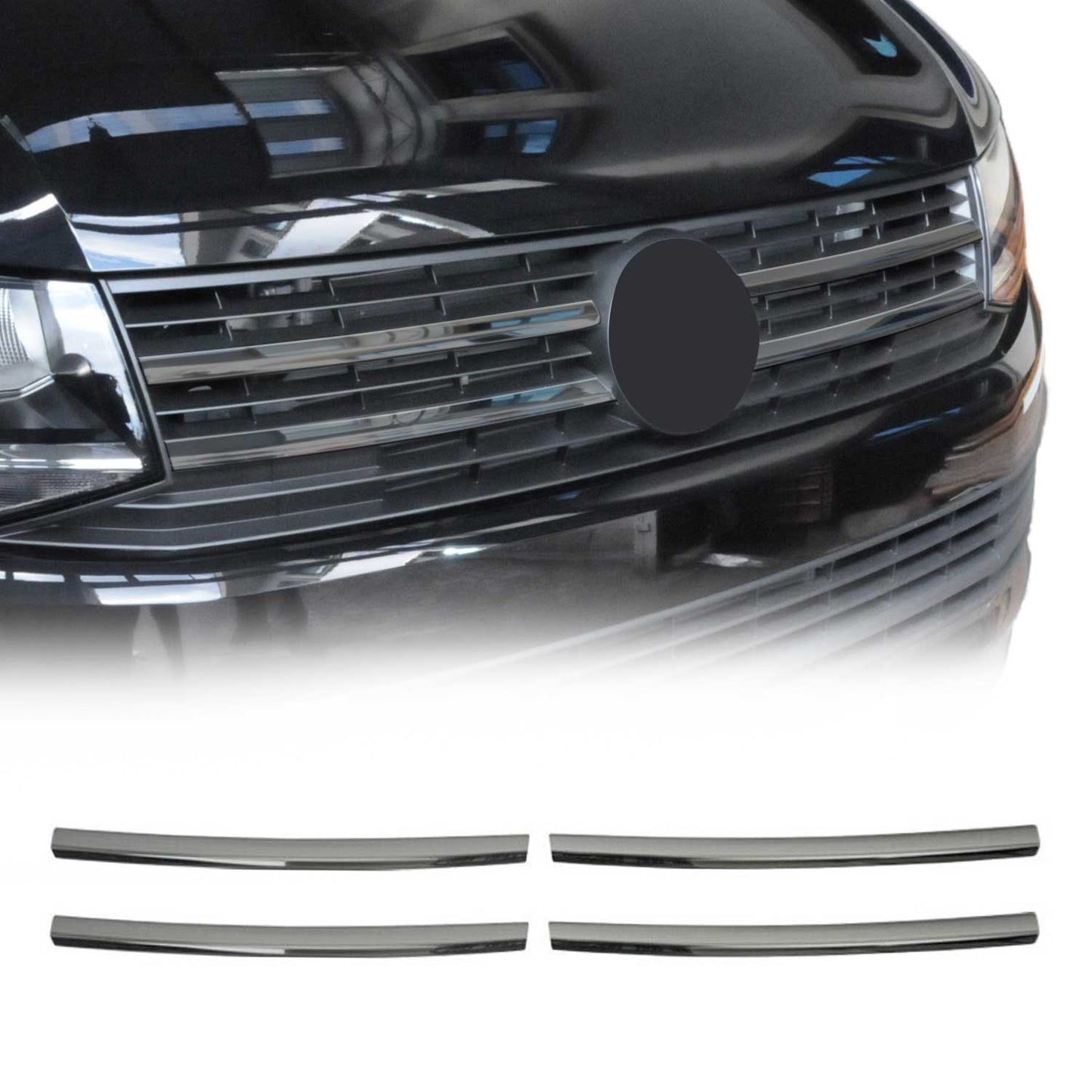 Kühlergrill Leisten Grillleisten für VW T6 Transporter 2015-19 Pre-FL Dunkel 4x