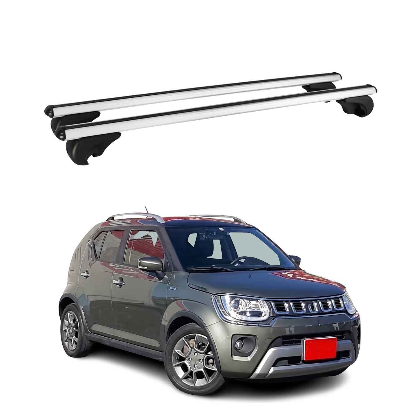 Portbagaj de plafon pentru Suzuki Ignis mk2 hatchback 2016-2025 75kg gri aluminiu 2x