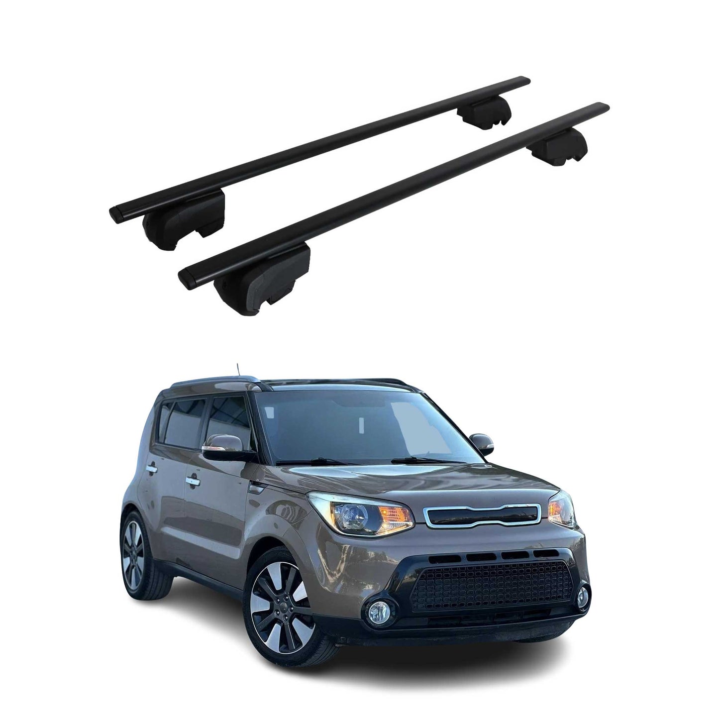 Portbagaj de plafon pentru Kia Soul 2014-2019 75kg, negru metalic, 2 buc.