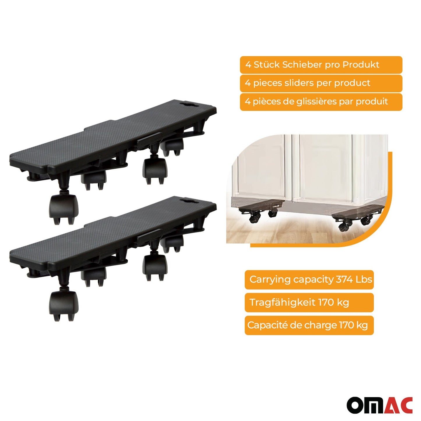 Möbel-Transportroller 170 kg Möbelroller Plattform Lenkrollen Trittbrett 2 tlg