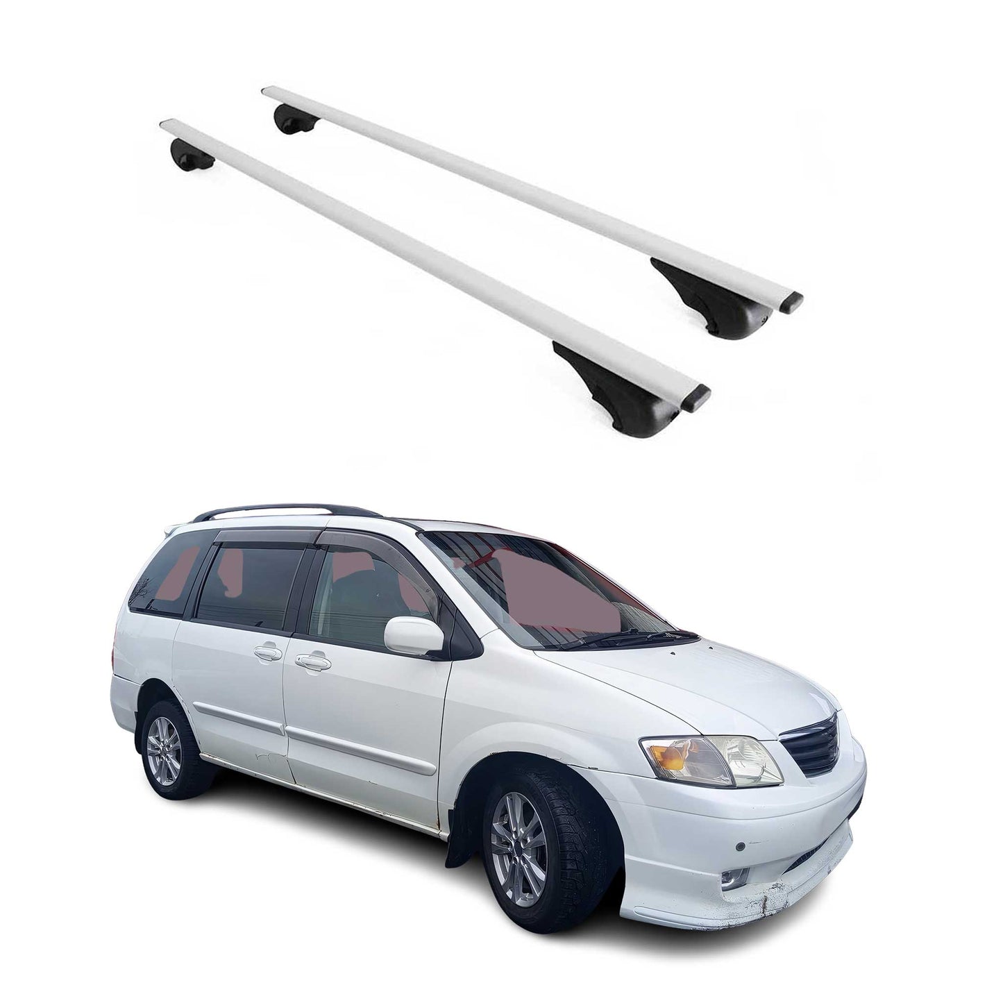 Portbagaj de plafon pentru Mazda MPV 1996-2006 75kg, argintiu metalic, 2 buc.