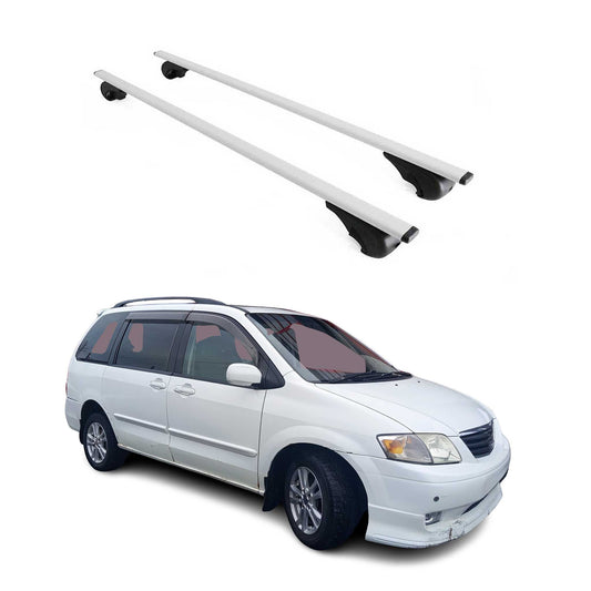 Portbagaj de plafon pentru Mazda MPV 1996-2006 75kg, argintiu metalic, 2 buc.