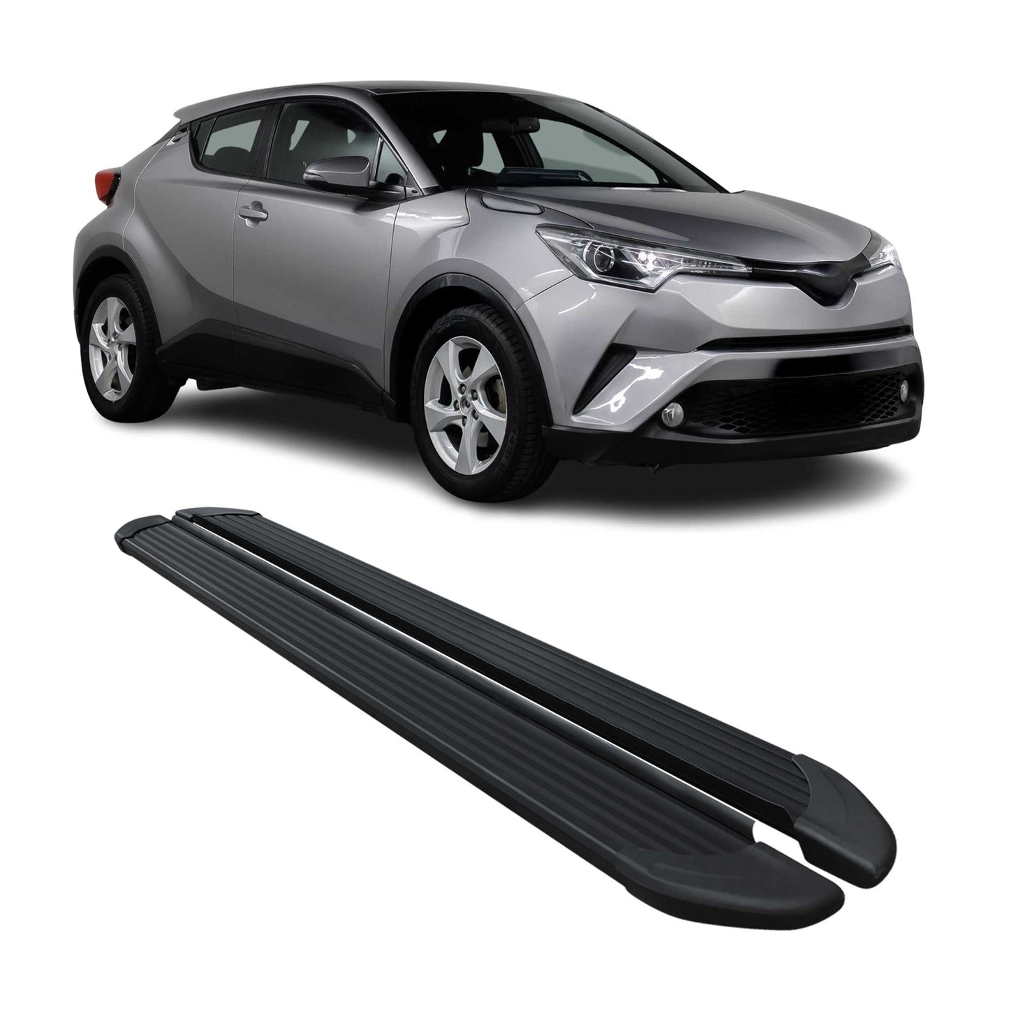 Listwy progowe, progi, progi do Toyoty C-HR 2016-2025, aluminiowe, czarne