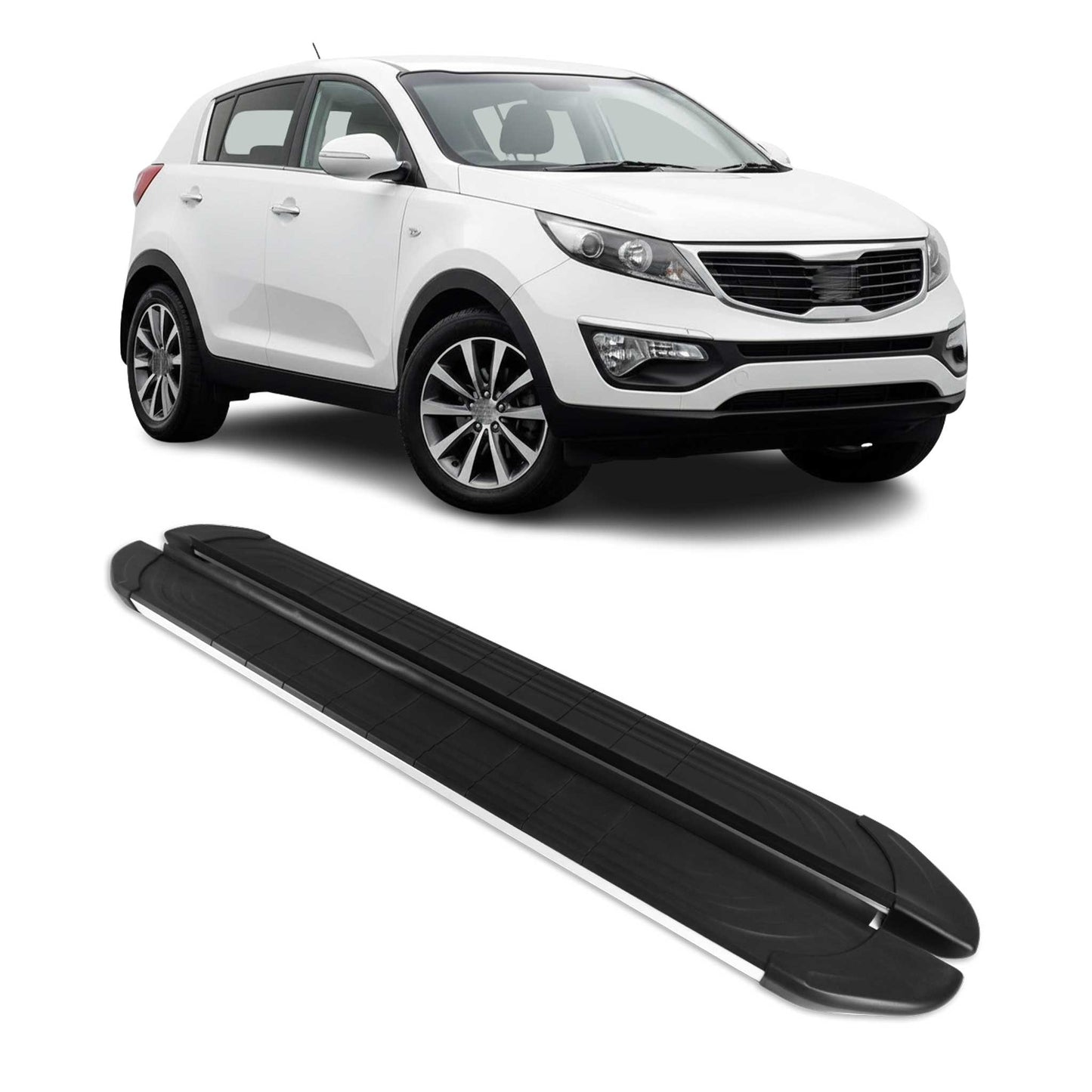 Trittbretter Seitenschweller für Kia Sportage 2010-2015 Aluminium Schwarz 2tlg