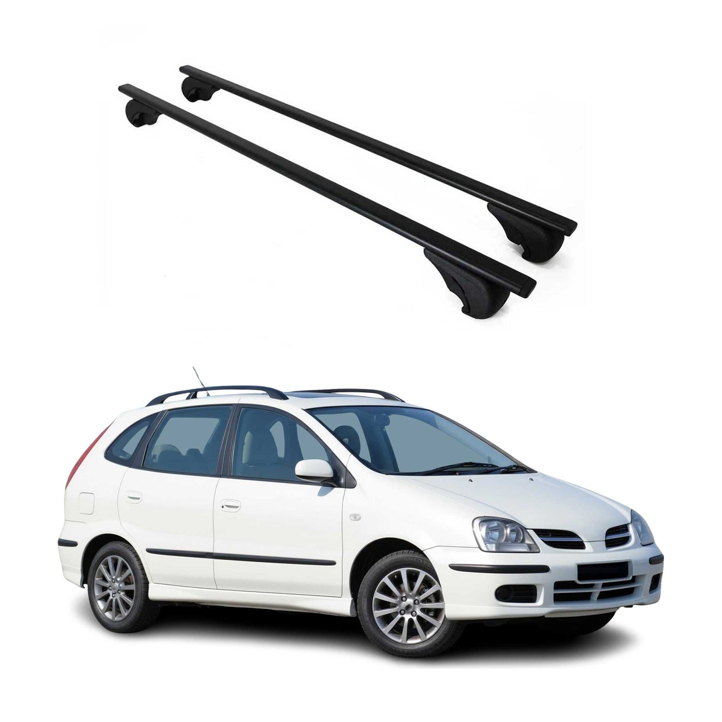 Portbagaj de plafon pentru Nissan Almera 2000-2006 75kg, negru metalic, 2 buc.