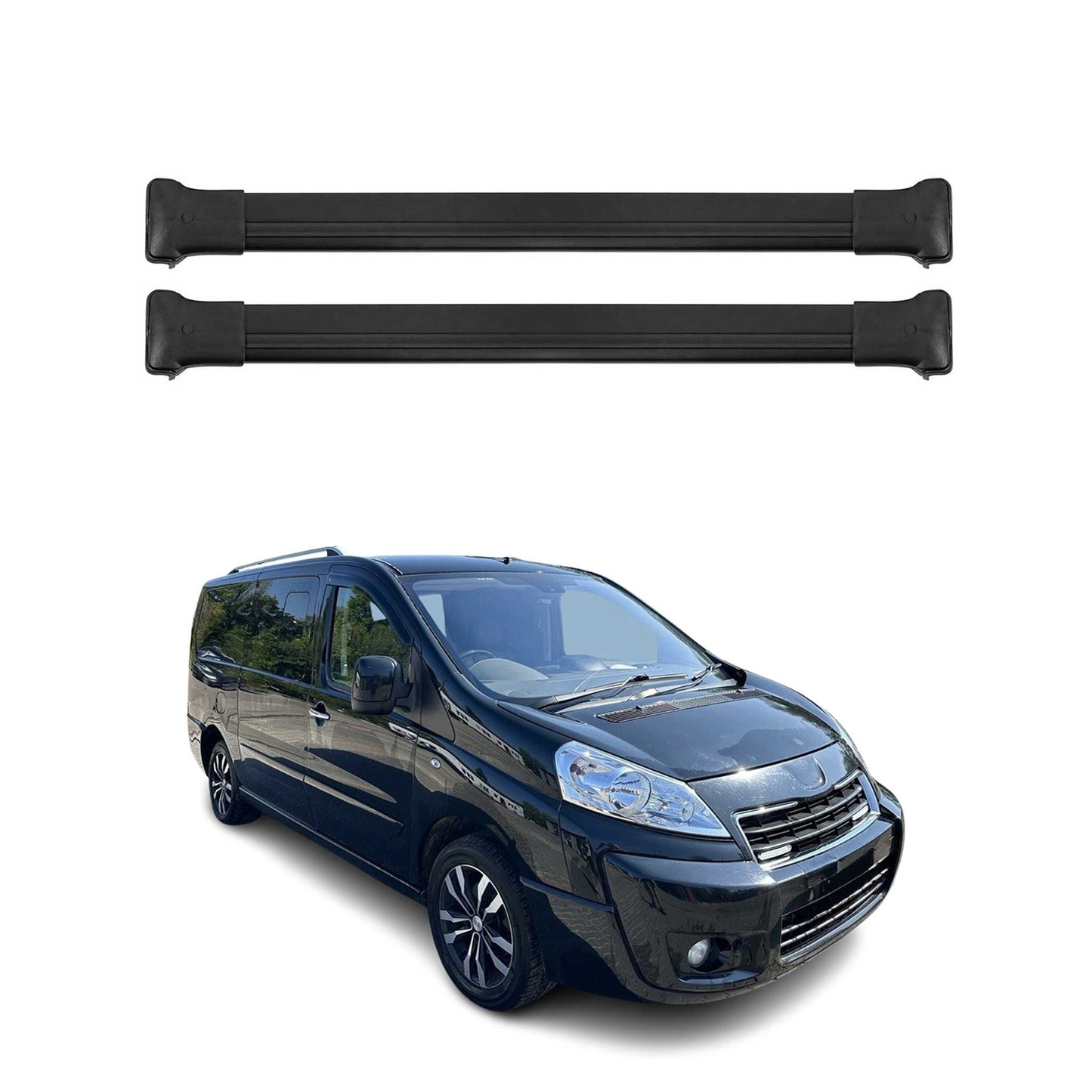 Portbagaj de plafon pentru Peugeot Expert 2007-2016 75kg aluminiu negru 2 buc