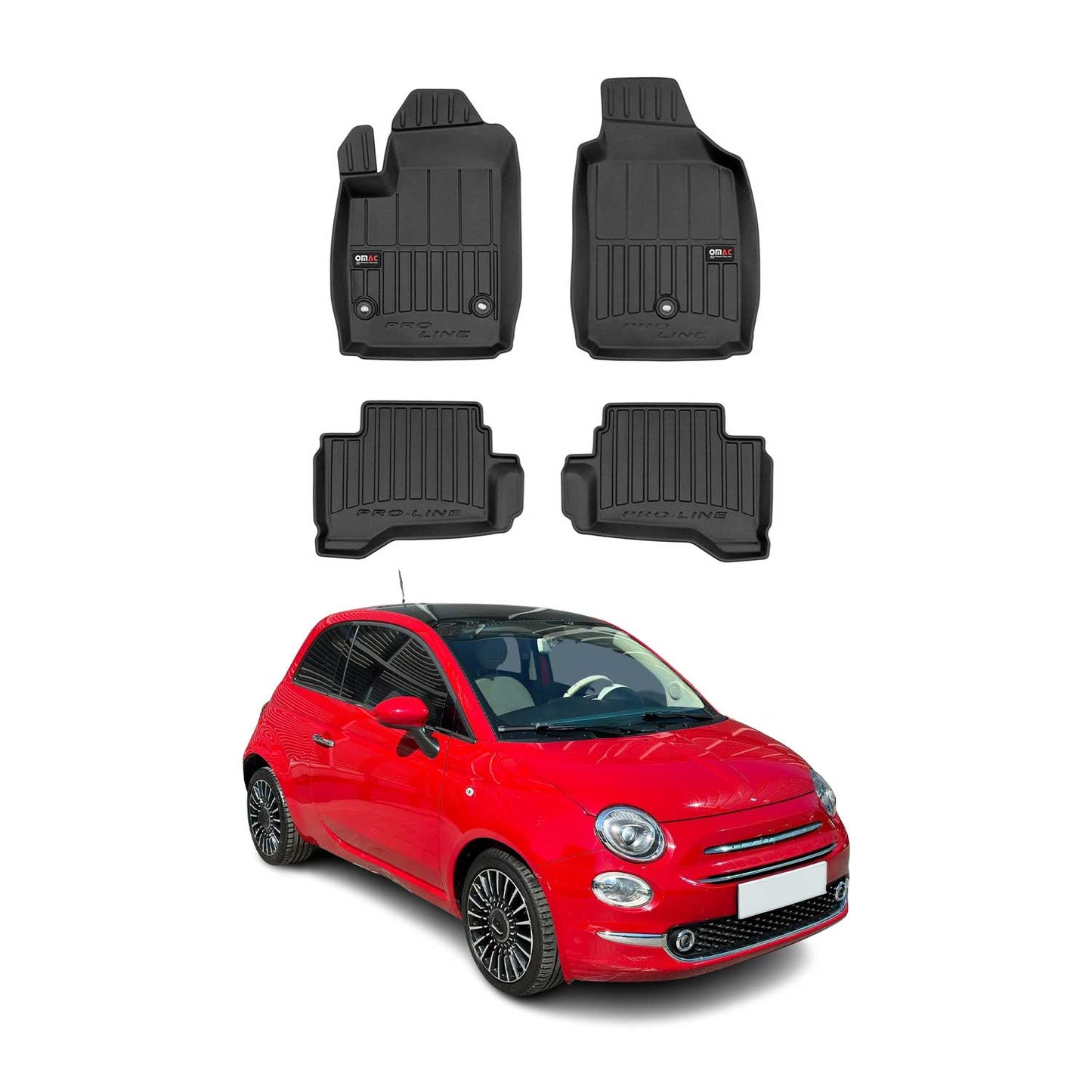 2013-2019 Fiat 500 Fußmatten TPE Schwarz 4 tlg