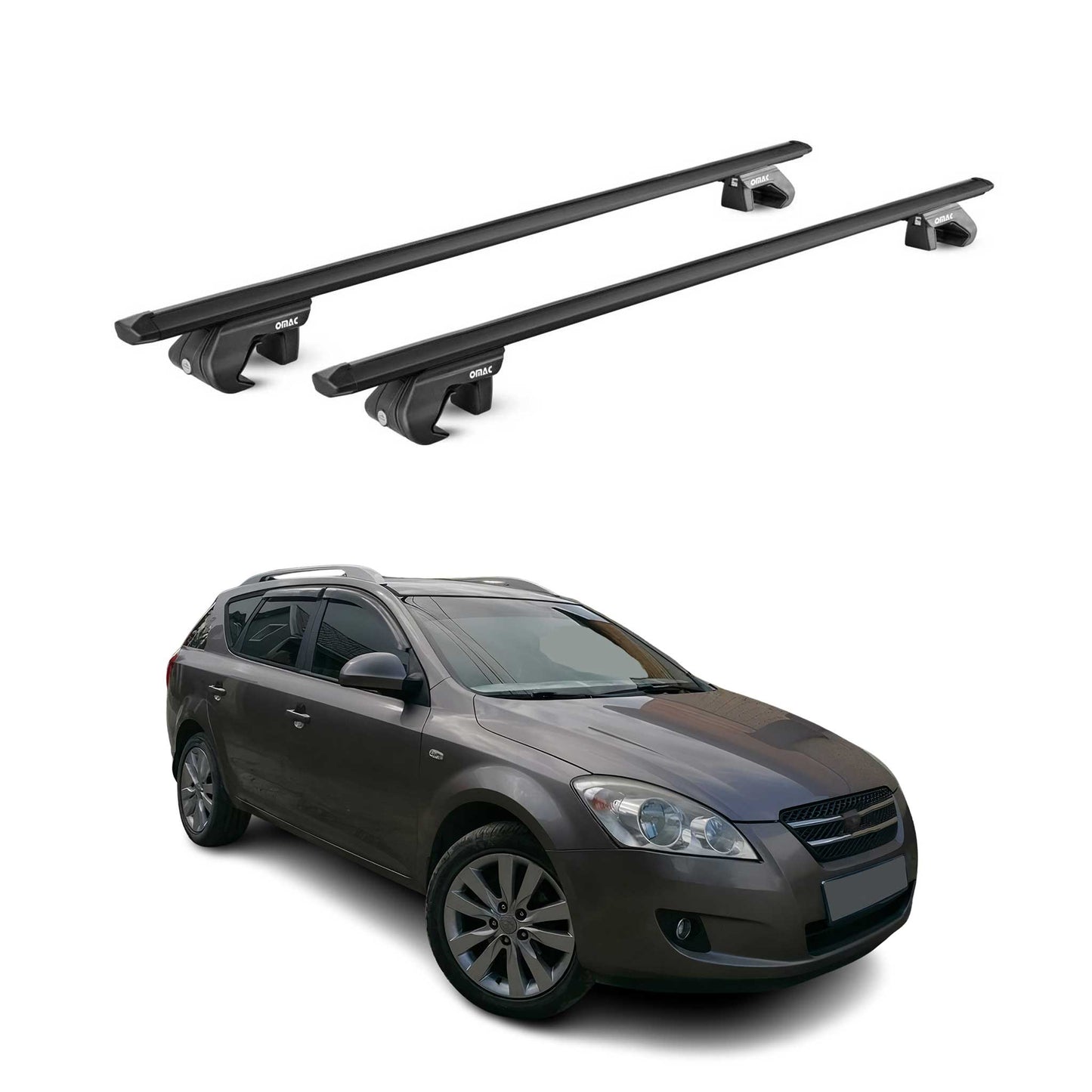 Dachträger Grundtäger für Kia Cee'd Kombi ED 2007-2012 90kg Alu Schwarz 2x ABE