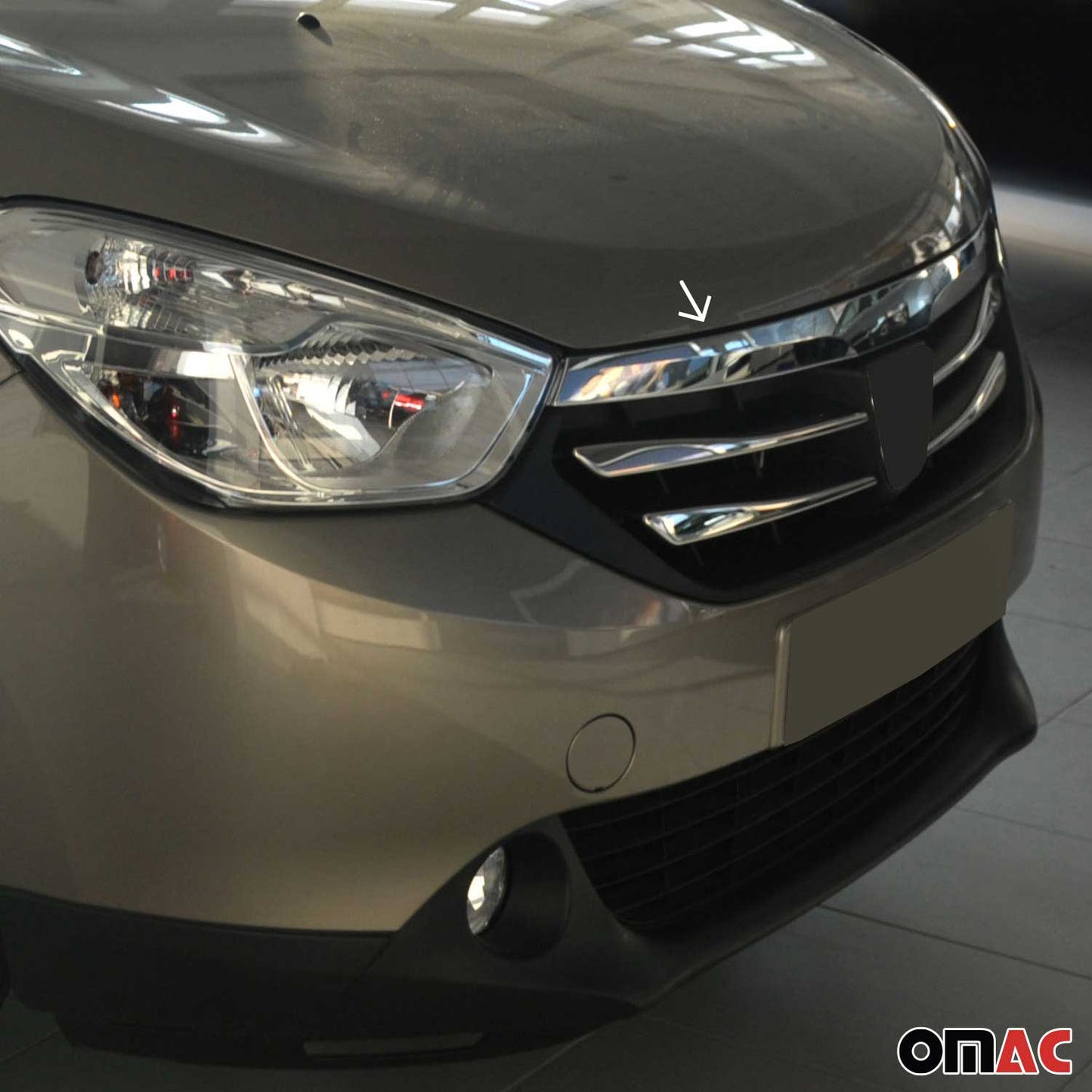 Kühlergrill Leisten Grillleisten für Dacia Dokker Express 2012-2021 Chrom Silber