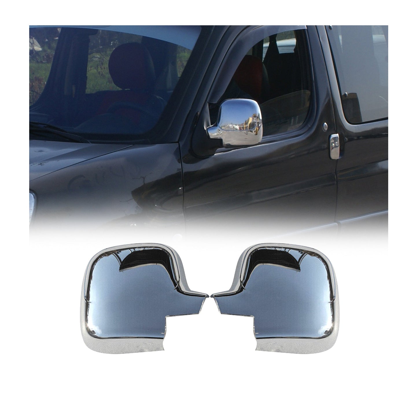 Spiegelkappen Spiegelabdeckung für Peugeot Partner 2008-2012 Chrom ABS Silber