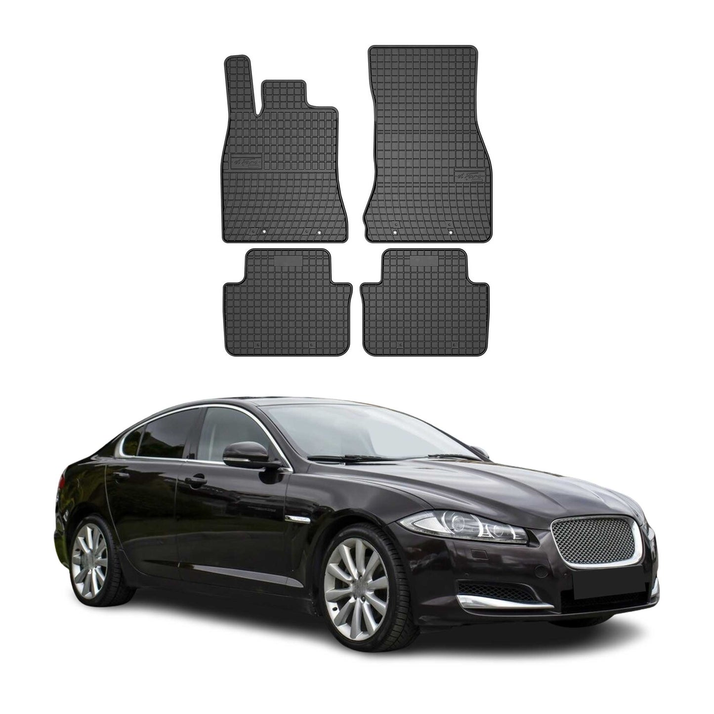 Covorașe cauciucate Jaguar XF X250 2007-2015, set 4 buc., negru