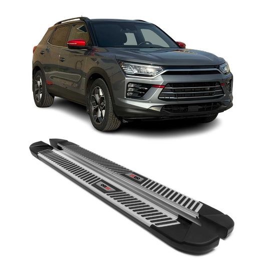 Praguri laterale SsangYong Korando IV 2019-2025, aluminiu negru-argintiu